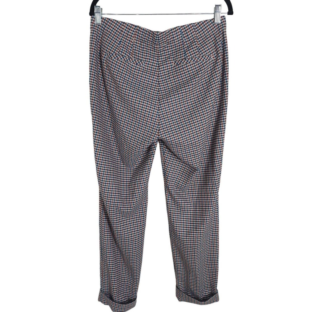 J Jill Womens Pants Blue Red Houndstooth Tapered Leg Trousers High Waist Sz 8 M - Picture 2 of 10